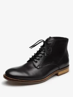 Men's Shoes Work Boots Cowhide Classic Black Matin Short Ankle Boots