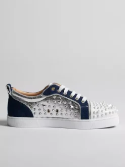 Men's Skate Sneakers Roun Toe Studed Rhinestones Lace Up Casual Shoes