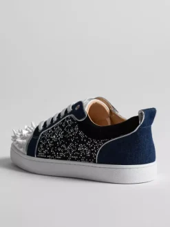 Men's Skate Sneakers Roun Toe Studed Rhinestones Lace Up Casual Shoes