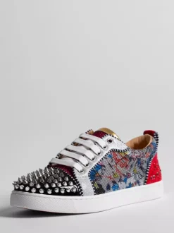 Men's Skate Sneakers Round Toe Studed Printed Lace Up Casual Shoes