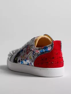 Men's Skate Sneakers Round Toe Studed Printed Lace Up Casual Shoes
