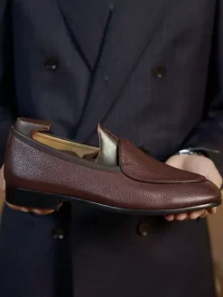 Men's Slip On Loafer Artwork Round Toe Leather Shoes Cowhide Prom Wedding Shoes