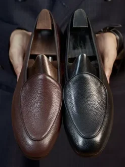 Men's Slip On Loafer Artwork Round Toe Leather Shoes Cowhide Prom Wedding Shoes