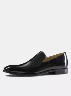 Men's Slip On Loafer Cut Out Dress Loafers Prom Party Wedding Shoes in Patent Leather V-shaped notches