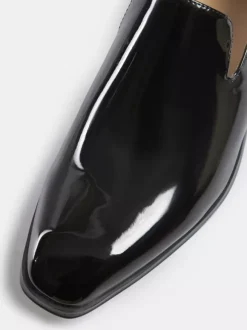 Men's Slip On Loafer Cut Out Dress Loafers Prom Party Wedding Shoes in Patent Leather V-shaped notches