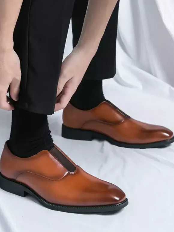 Men's Slip On Loafer Platform Square Toe PU Loafer Shoes For Wedding Prom