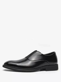 Men's Slip On Loafer Platform Square Toe PU Loafer Shoes For Wedding Prom