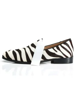 Mens Slip On Loafer Prom Party Wedding Shoes Zebra Print Round Toe Casual Prom Party Wedding Shoes