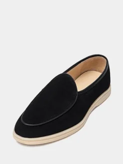 Mens Slip On Loafer Round Toe Cowhide Shoes