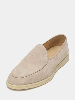 Mens Slip On Loafer Round Toe Cowhide Shoes