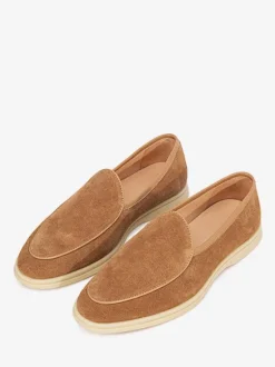 Mens Slip On Loafer Round Toe Cowhide Shoes