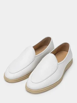 Mens Slip On Loafer Round Toe Cowhide Shoes