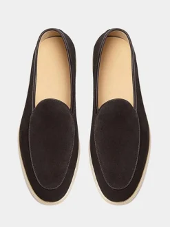 Mens Slip On Loafer Round Toe Cowhide Shoes