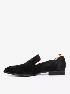 Mens Slip On Loafer Shoes Black Square Toe Sequined Cloth Dress Prom Party Wedding Shoes