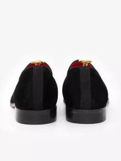 Mens Slip On Loafer Shoes Black Square Toe Sequined Cloth Dress Prom Party Wedding Shoes