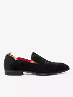 Mens Slip On Loafer Shoes Black Square Toe Sequined Cloth Dress Prom Party Wedding Shoes