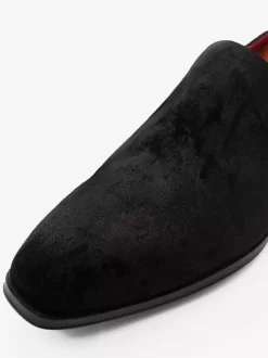 Mens Slip On Loafer Shoes Black Square Toe Sequined Cloth Dress Prom Party Wedding Shoes