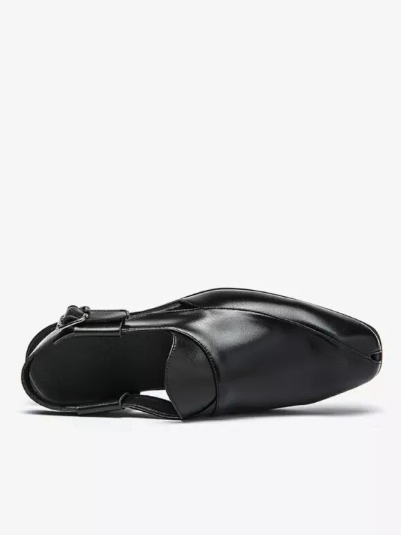 Men's Slip On Loafer Slippers Sling-Back Square Toe PU Loafer Shoes
