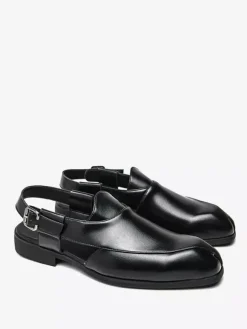Men's Slip On Loafer Slippers Sling-Back Square Toe PU Loafer Shoes