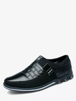 Mens Slip On Loafer Spike Oxford Shoes Leather Splice Suede Dress Shoes