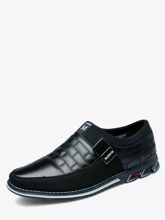 Mens Slip On Loafer Spike Oxford Shoes Leather Splice Suede Dress Shoes