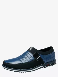 Mens Slip On Loafer Spike Oxford Shoes Leather Splice Suede Dress Shoes
