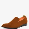 Mens Slip On Loafer Square Toe Suede Balck Penny Shoes