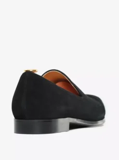 Mens Slip On Loafer Square Toe Suede Balck Penny Shoes