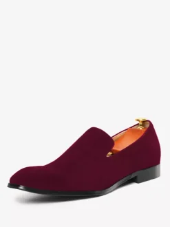 Mens Slip On Loafer Square Toe Suede Balck Penny Shoes