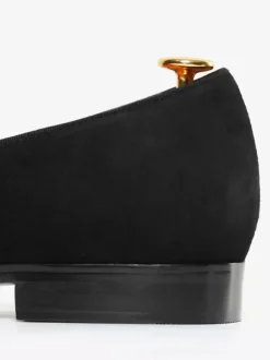 Mens Slip On Loafer Square Toe Suede Balck Penny Shoes