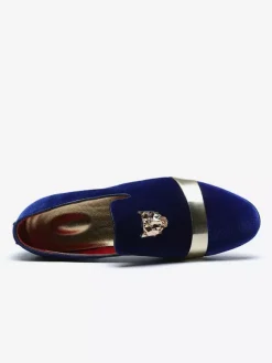 Mens Slip On Loafer Velvet Metal Decoration Suede Shoes