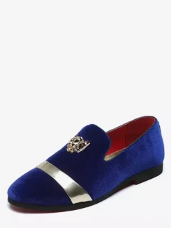 Mens Slip On Loafer Velvet Metal Decoration Suede Shoes