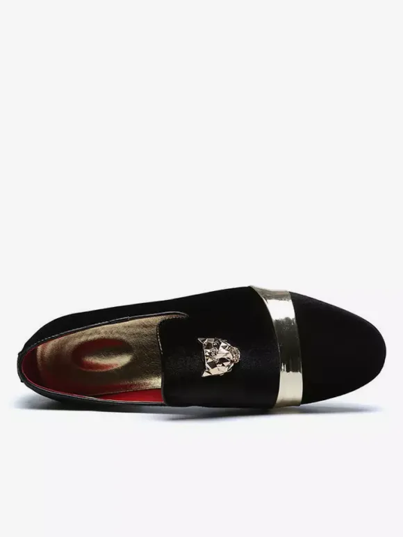 Mens Slip On Loafer Velvet Metal Decoration Suede Shoes