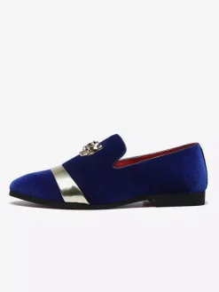 Mens Slip On Loafer Velvet Metal Decoration Suede Shoes