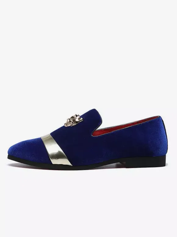 Mens Slip On Loafer Velvet Metal Decoration Suede Shoes