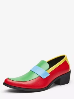 Men's Slip On Loafers Round Toe Patchwork Casual Dress Shoes