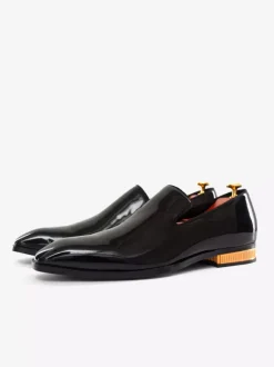 Mens Slip-On Loafer Pointed toe low heels patent Shoes