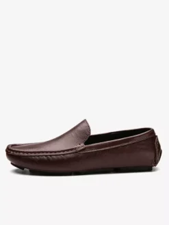 Mens Slip-on Loafers Spike Faux Leather Deck Shoes Lightweight Slip Resistant Flexible Penny Shoes
