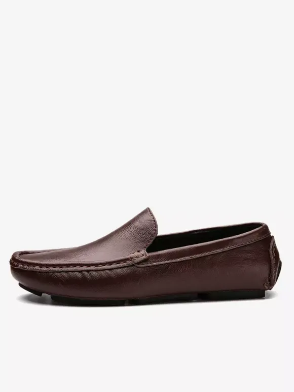 Mens Slip-on Loafers Spike Faux Leather Deck Shoes Lightweight Slip Resistant Flexible Penny Shoes