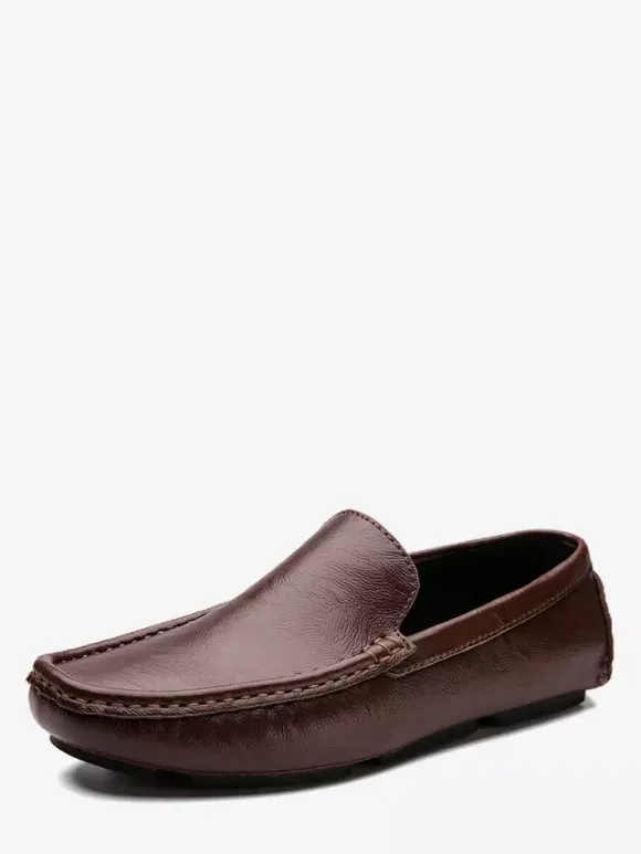 Mens Slip-on Loafers Spike Faux Leather Deck Shoes Lightweight Slip Resistant Flexible Penny Shoes