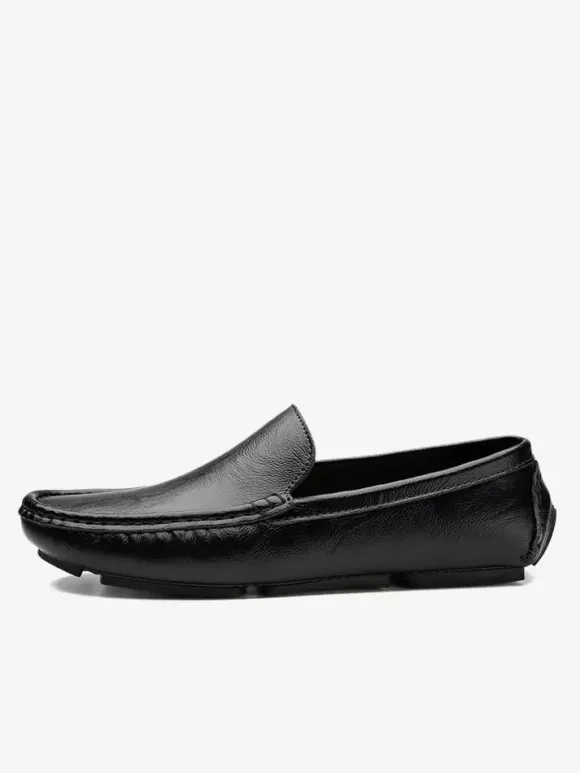 Mens Slip-on Loafers Spike Faux Leather Deck Shoes Lightweight Slip Resistant Flexible Penny Shoes
