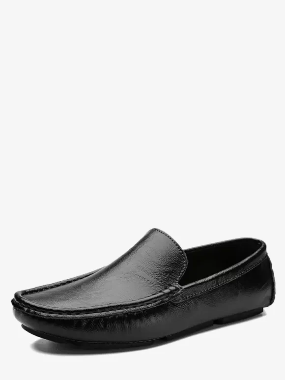 Mens Slip-on Loafers Spike Faux Leather Deck Shoes Lightweight Slip Resistant Flexible Penny Shoes