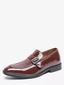 Mens Slip-On Monk Loafer Casual Dress Shoes Black Wedding Formal Work Pointed Toe Men Tuxedo Shoes