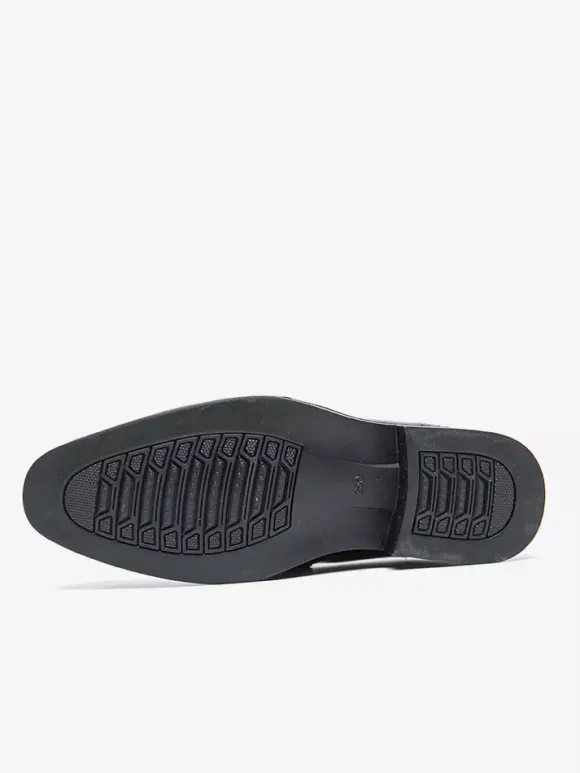 Mens Slip-On Monk Loafer Casual Dress Shoes Black Wedding Formal Work Pointed Toe Men Tuxedo Shoes