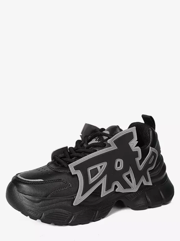 Mens Sneaker Graffiti-Print Non Slip Platform Chunky Running Shoes