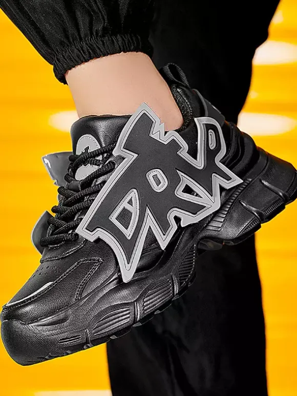 Mens Sneaker Graffiti-Print Non Slip Platform Chunky Running Shoes