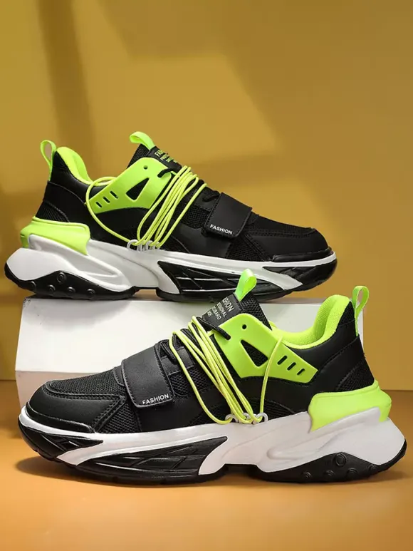 Mens Sneakers Breathable Platform Chunky Slip-on Casual Lace-Ups Running Shoes
