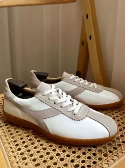 Mens Sneakers Cozy Cowhide Round Toe Color Block Basket Sport Shoes