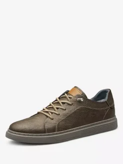 Mens Sneakers Cozy Leather Round Toe