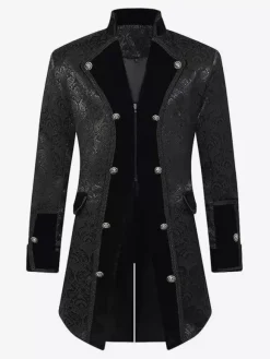 Mens Steampunk Button Down Jacket Vintage Jacket Gothic Frock Coat Tailcoat